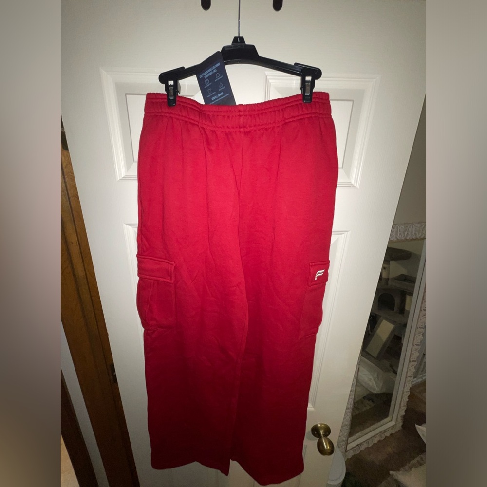 Red cargo sweatpants